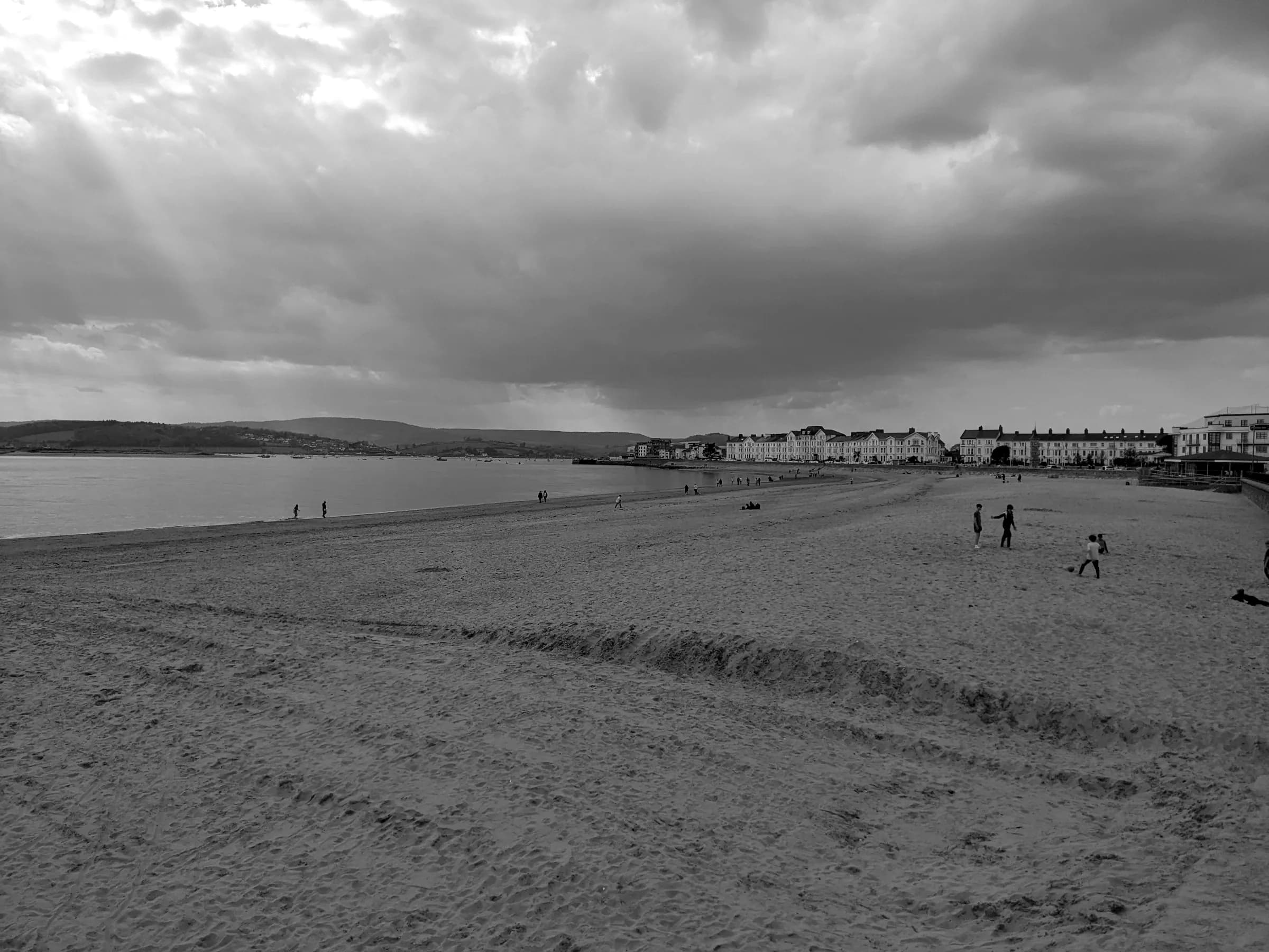 Exmouth beach under a stormy sky