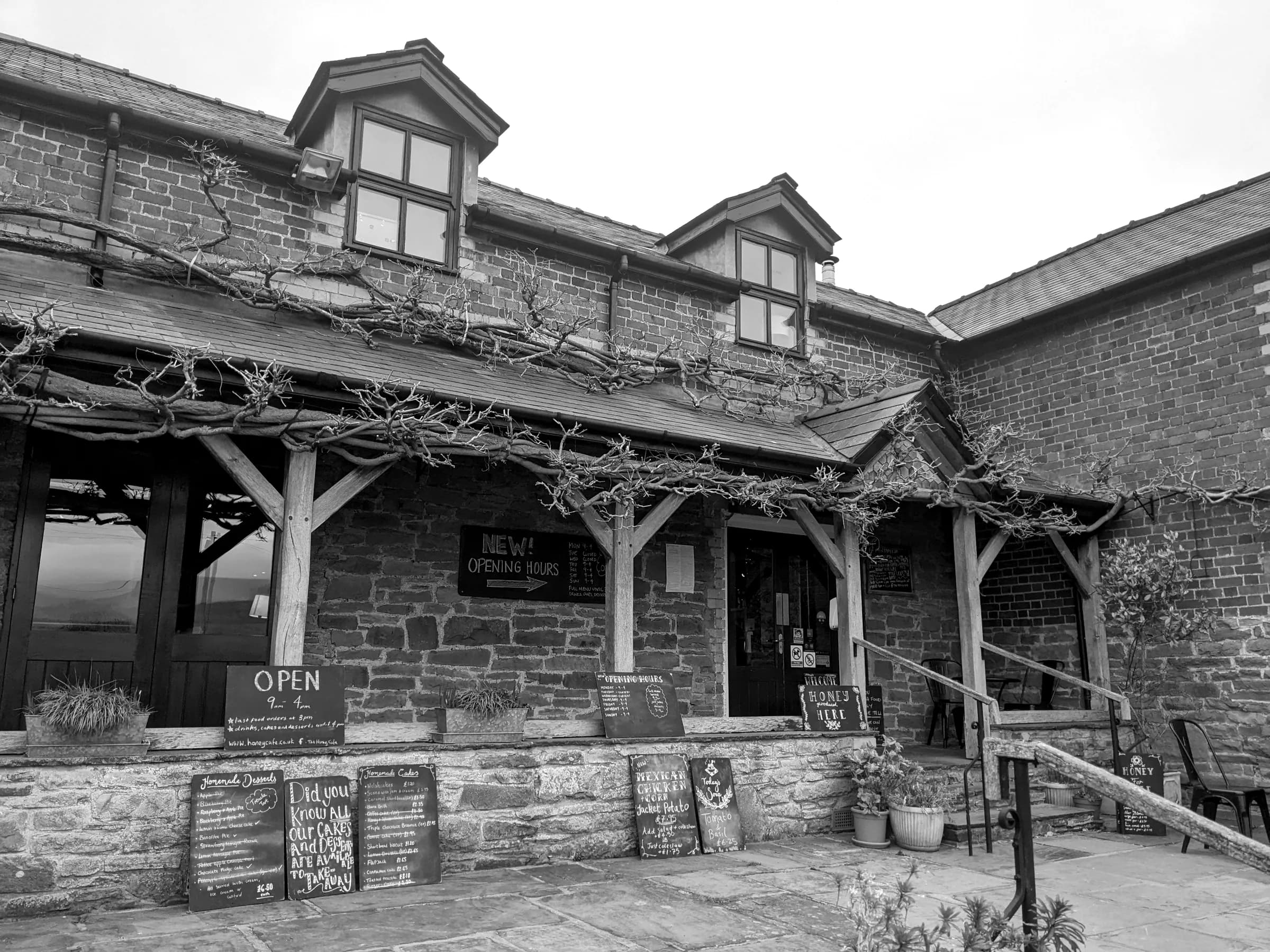 The Honey Café at Bronllys, chalkboards out