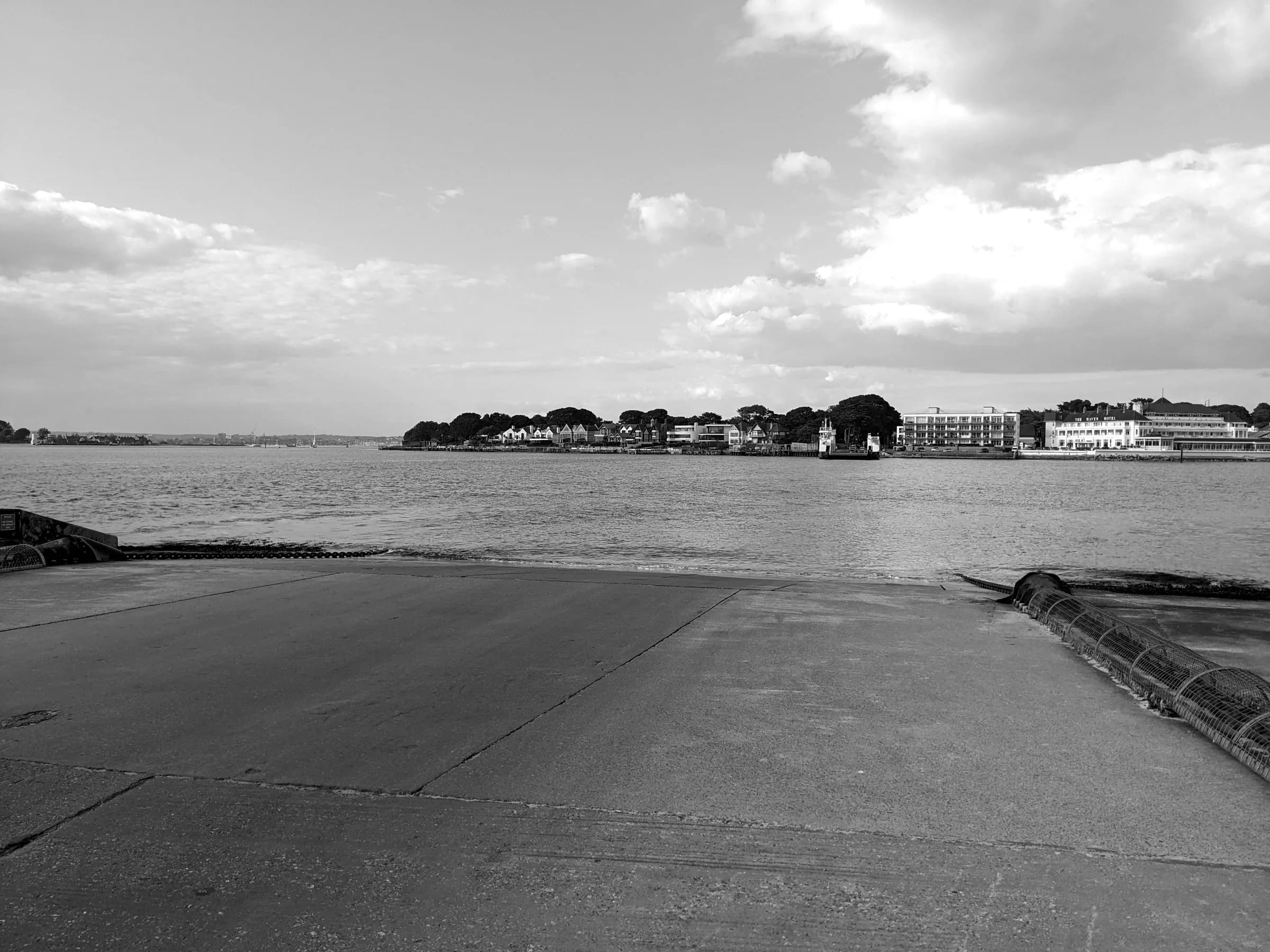 The ferry slipway at Studland, looking across to Sandbanks