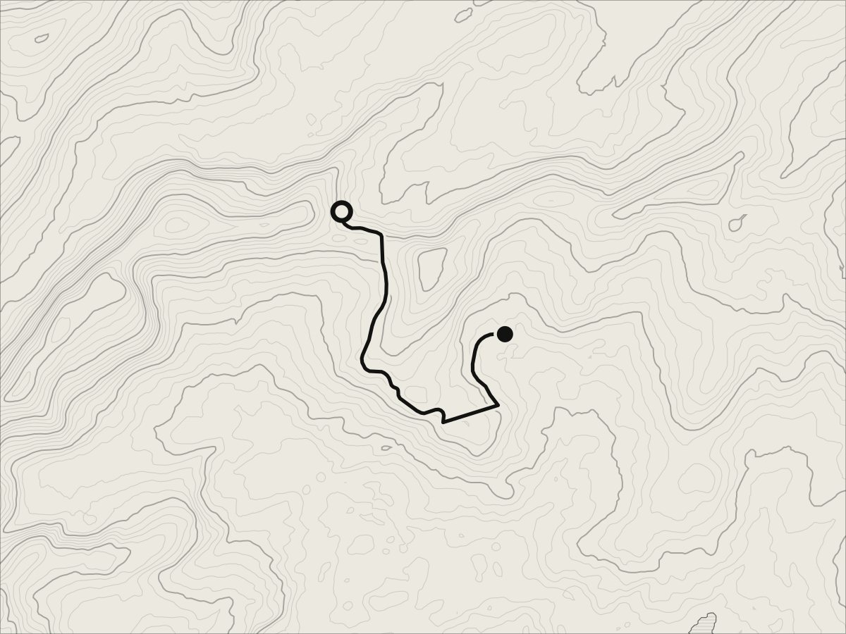 Map of Caha Pass, between Glengarriff and Kenmare, on its contours.