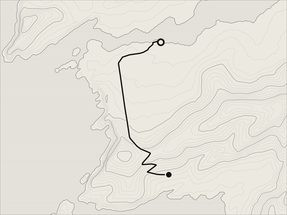 Map of Coomanaspig Pass, from St Finian's Bay to Portmagee, on its contours.