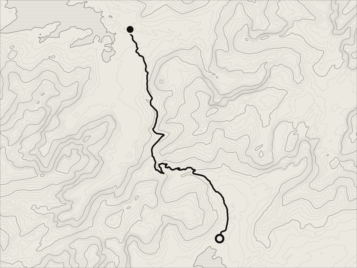 Map of Healy Pass, from Adrigole to Lauragh, on its contours.