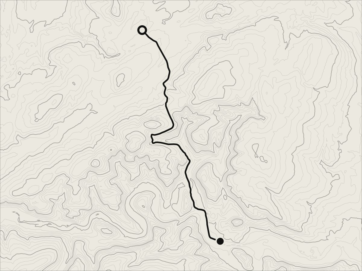 Map of Horseshoe Pass, from Llangollen to Llandegla, on its contours.