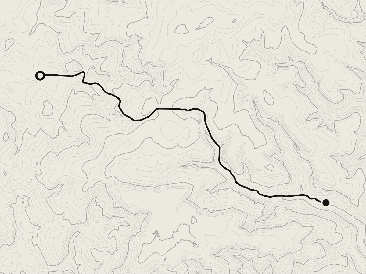 Map of Snake Pass, from Glossop to Ladybower, on its contours.