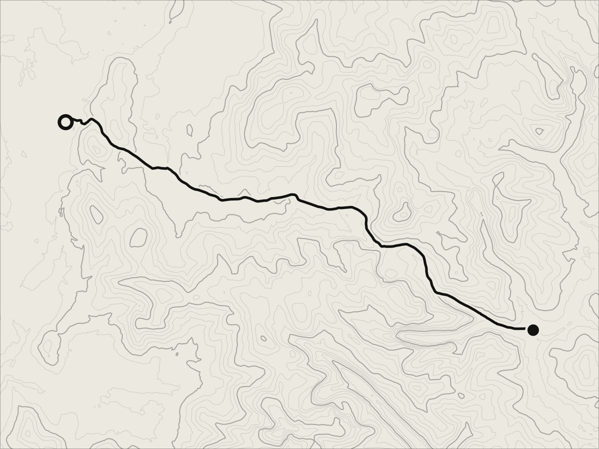 Map of Wicklow Gap, from Hollywood to Laragh, on its contours.